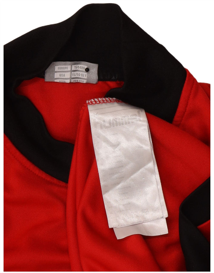 Hummel Boys Graphic Top Long Sleeve 14-15 Years Large Red Colourblock