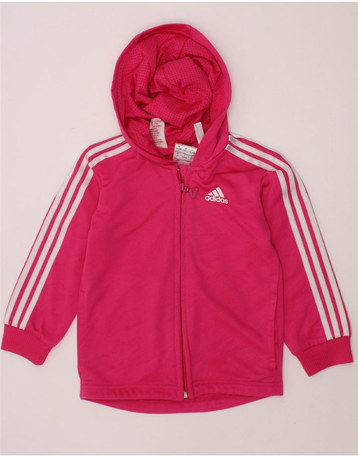 ADIDAS Baby Girls Zip Hoodie Sweater 18-24 Months Pink Polyester Vintage Adidas and Second-Hand Adidas from Messina Hembry 