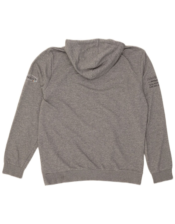 Puma Mens Graphic Hoodie Jumper Large Grey Flecked Cotton