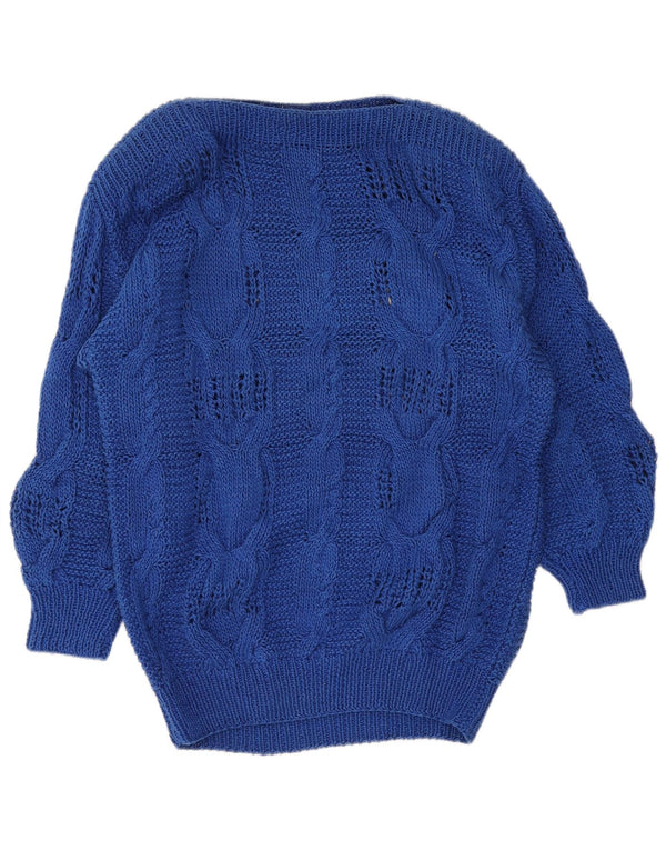 Vintage Womens Boat Neck Jumper Sweater UK 16 Large Blue