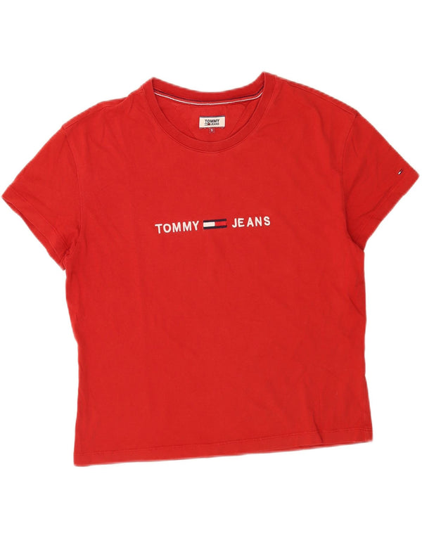 TOMMY HILFIGER Womens Oversized Graphic T-Shirt Top UK 10 Small Red