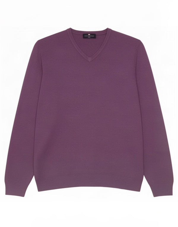 Marks & Spencer Mens Blue Harbour V-Neck Jumper Sweater Large Purple