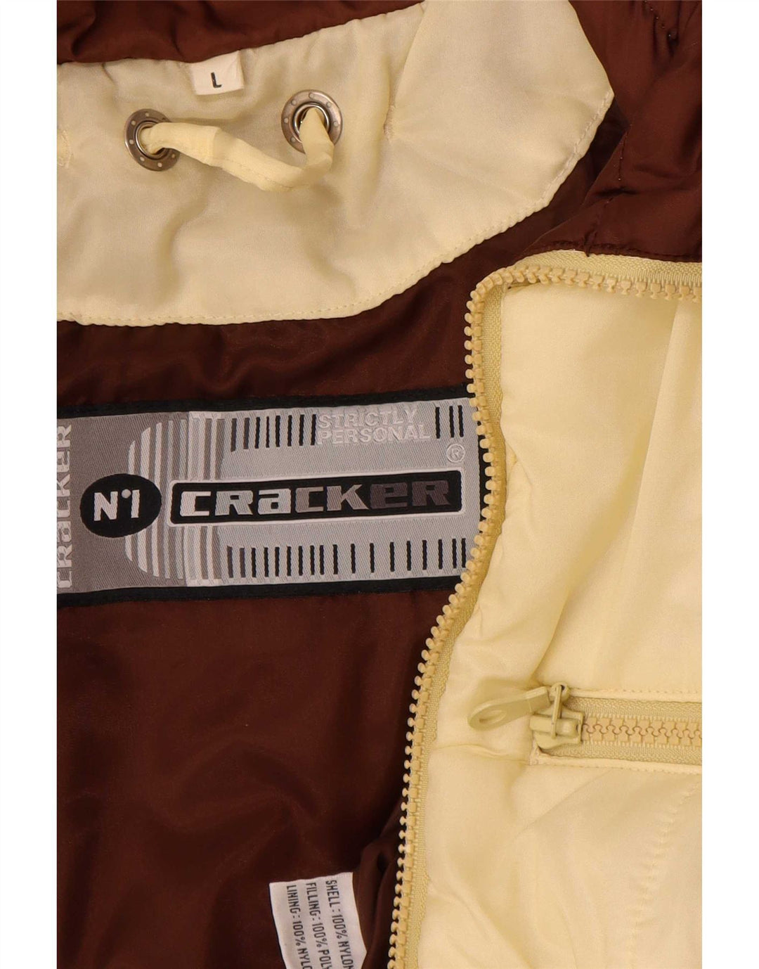 Vintage Mens Padded Jacket UK 40 Large Beige Colourblock Nylon