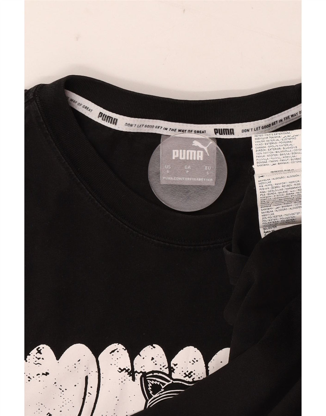 Puma Mens Graphic T-Shirt Top Small Black Cotton