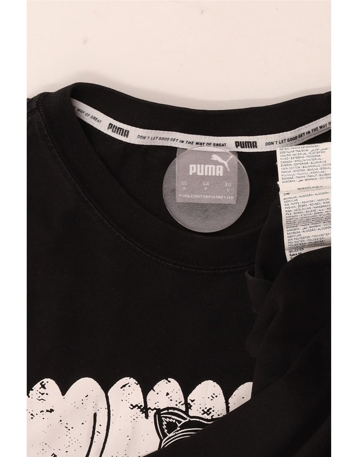 Puma Mens Graphic T-Shirt Top Small Black Cotton