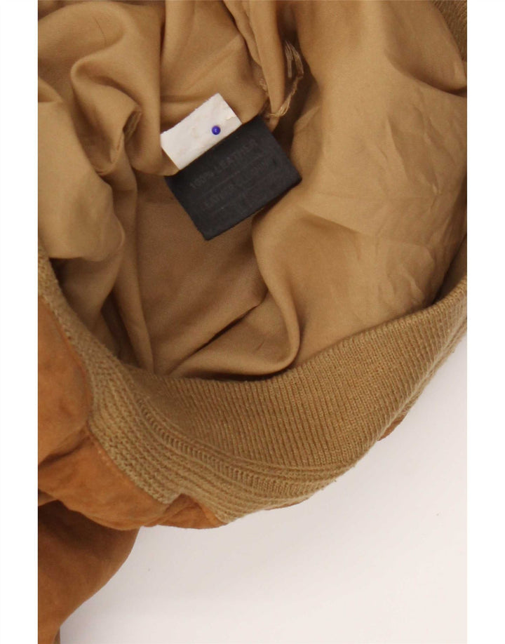 Vintage Mens Suede Bomber Jacket IT 50 Large Brown Leather