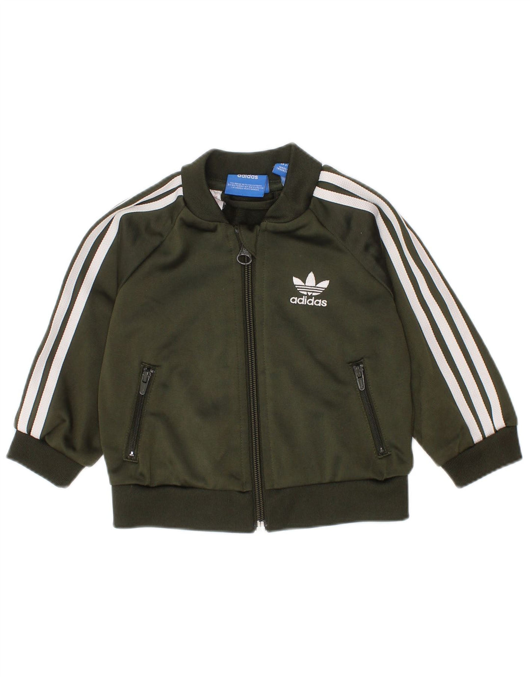 ADIDAS Baby Boys Tracksuit Top Jacket 3-6 Months Khaki Polyester