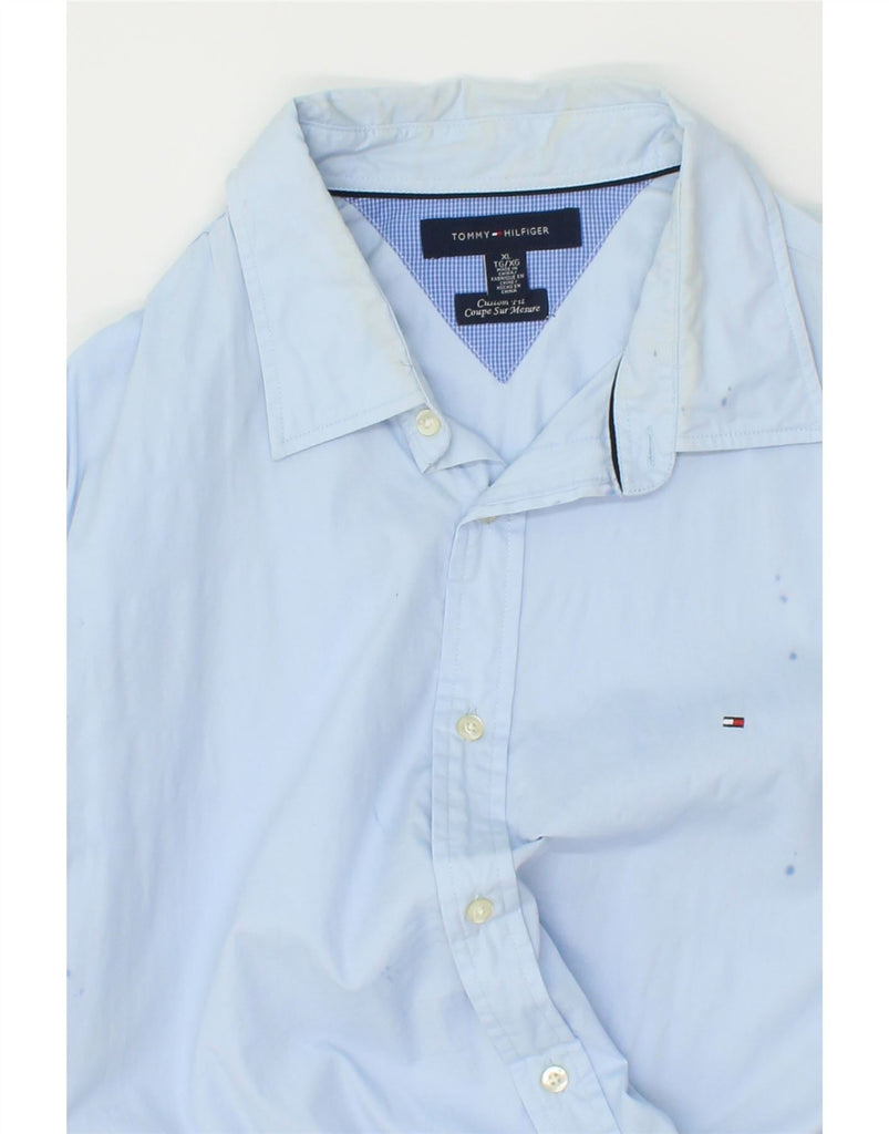 TOMMY HILFIGER Mens Custom Fit Shirt XL Blue Cotton | Vintage Tommy Hilfiger | Thrift | Second-Hand Tommy Hilfiger | Used Clothing | Messina Hembry 