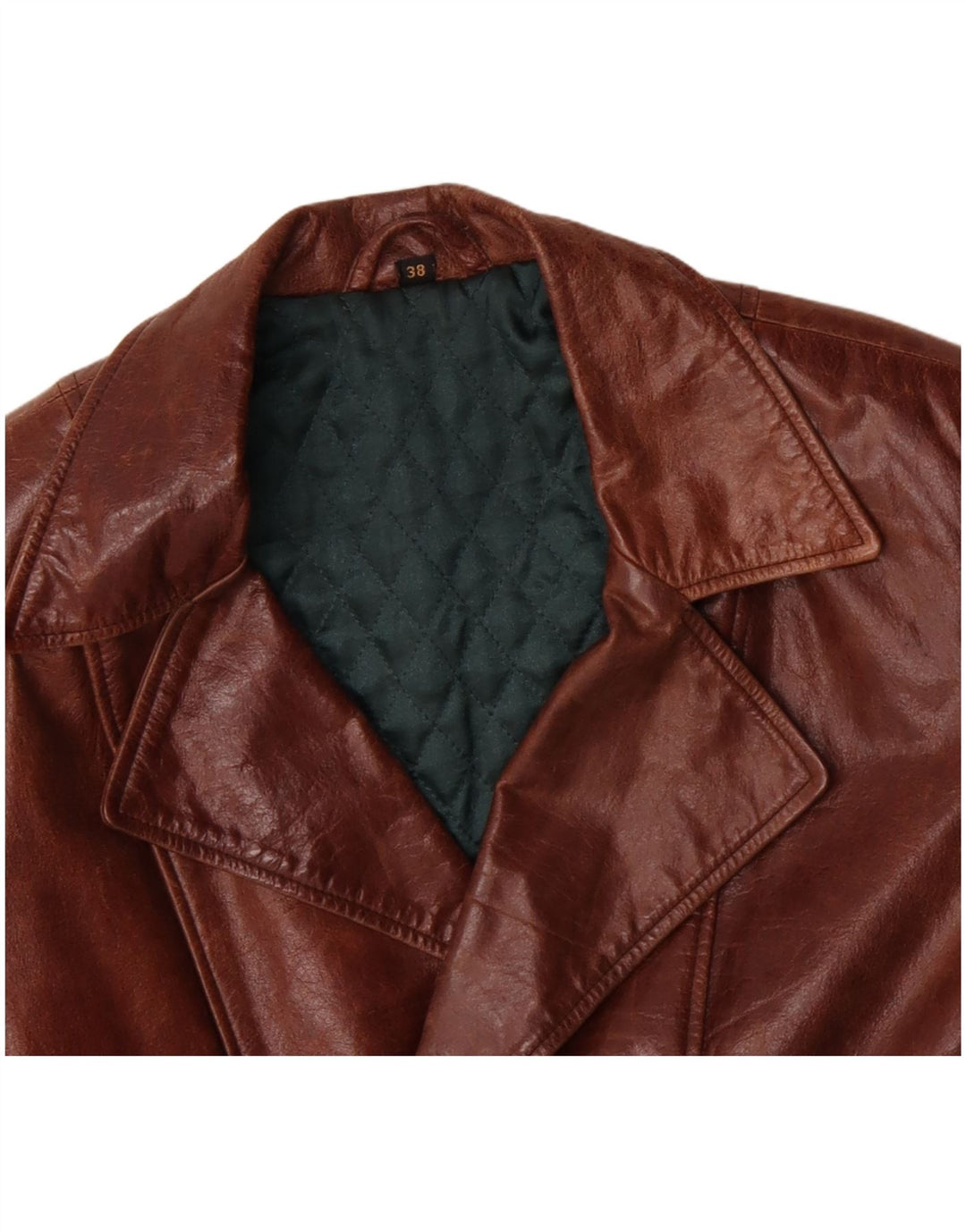 VINTAGE Mens Leather Coat UK 38 Medium Brown Leather