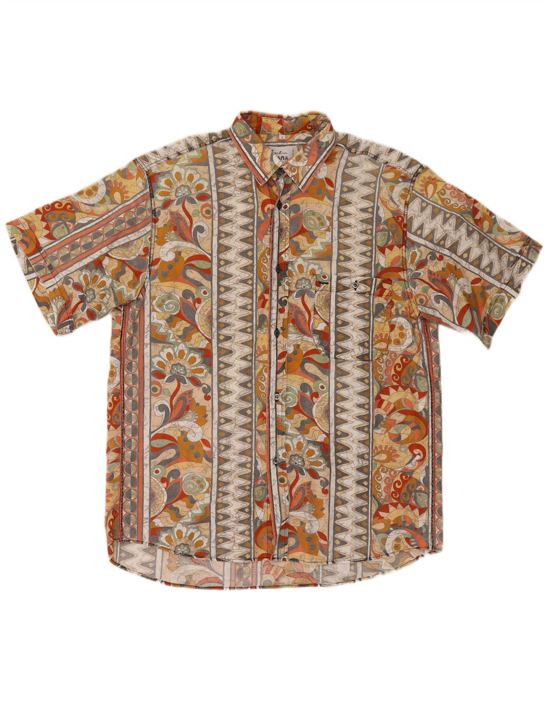 Vintage Mens Short Sleeve Shirt Large Multicoloured Floral