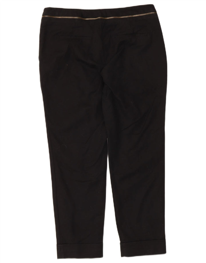 Zara Womens Cropped Trousers EU 40 Medium W30 L24 Black Cotton