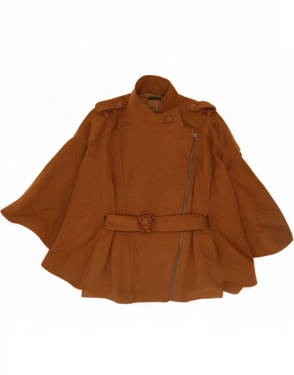Sisley Womens Military Cape Coat IT 46 Large Brown Wool