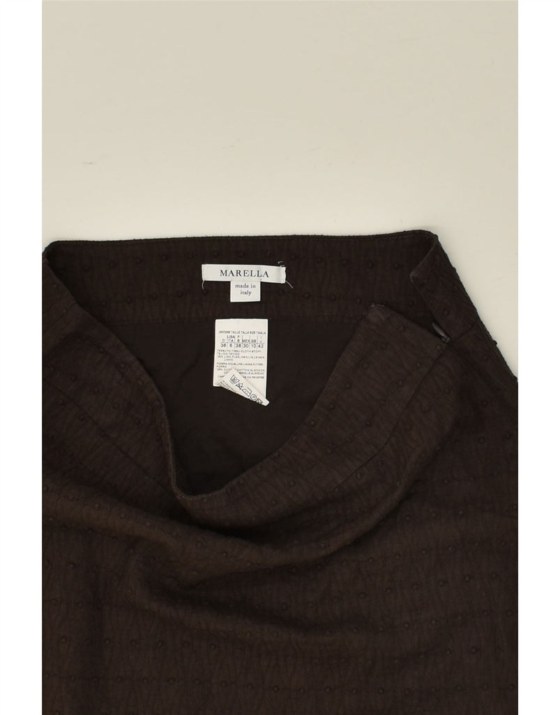 MARELLA Womens Straight Skirt UK 10 Small W28  Brown Spotted Cotton | Vintage Marella | Thrift | Second-Hand Marella | Used Clothing | Messina Hembry 