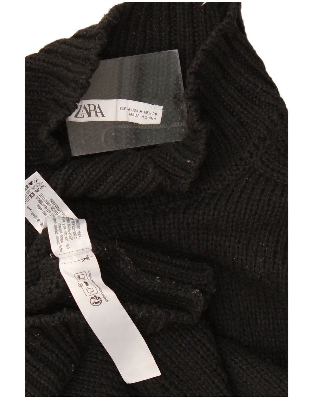 Zara Womens Oversized Turtle Neck Jumper Sweater UK 14 Medium Black