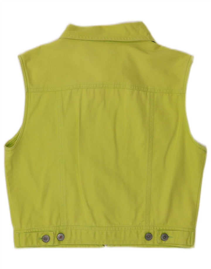 Mirage Womens Crop Denim Gilet UK 12 Medium Green Cotton