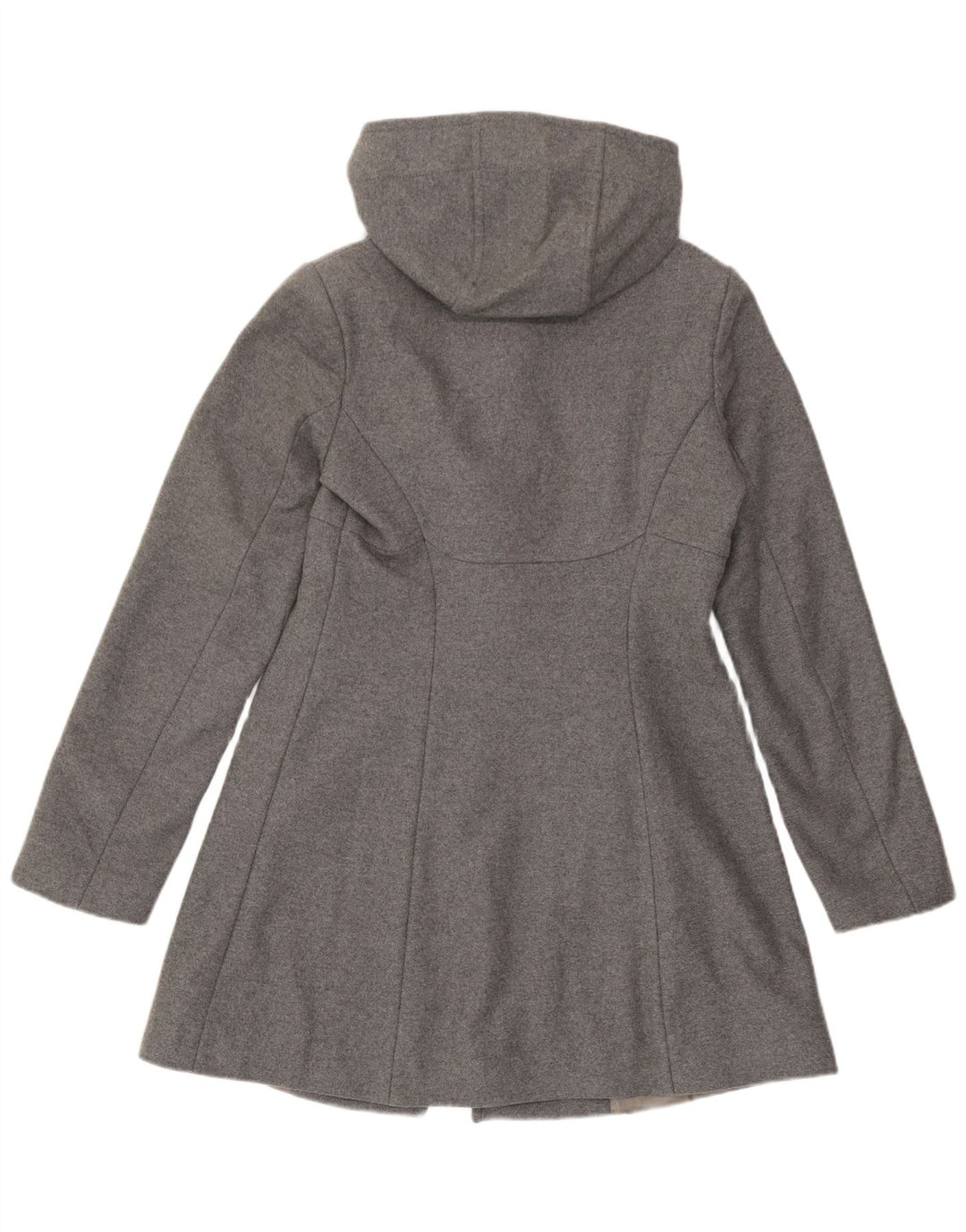 Benetton Womens Hooded Duffle Coat IT 40 Small Grey Wool