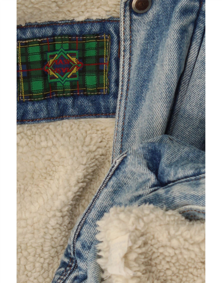 MASH Mens Sherpa Denim Jacket UK 42 XL Blue Cotton