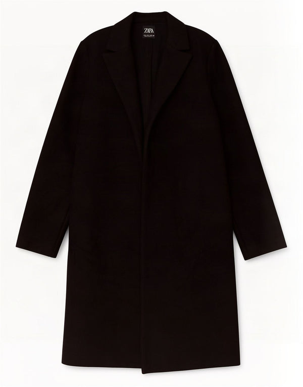 Zara Womens Overcoat UK 10 Small Black Polyester