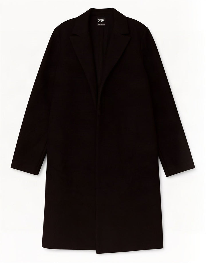 Zara Womens Overcoat UK 10 Small Black Polyester