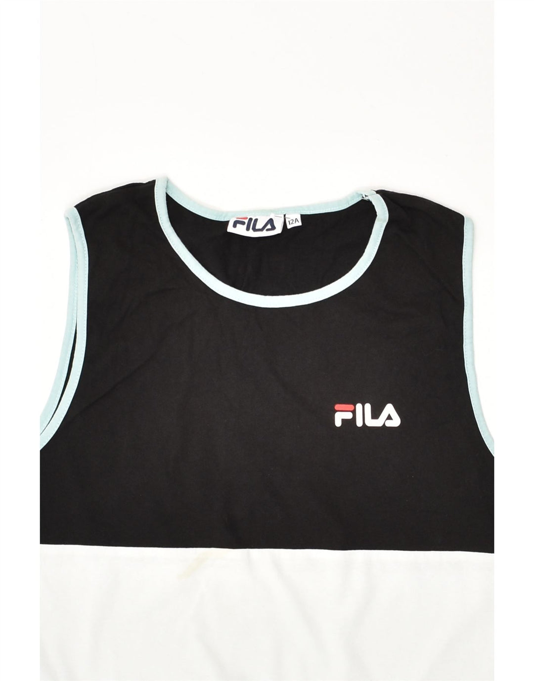 FILA Boys Graphic Vest Top 11-12 Years Black Colourblock Cotton | Vintage Fila | Thrift | Second-Hand Fila | Used Clothing | Messina Hembry 