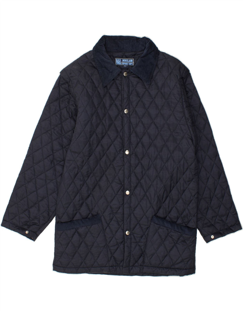 SINCLAIR Mens Quilted Jacket UK 40 Large Navy Blue Nylon Vintage Sinclair and Second-Hand Sinclair from Messina Hembry 