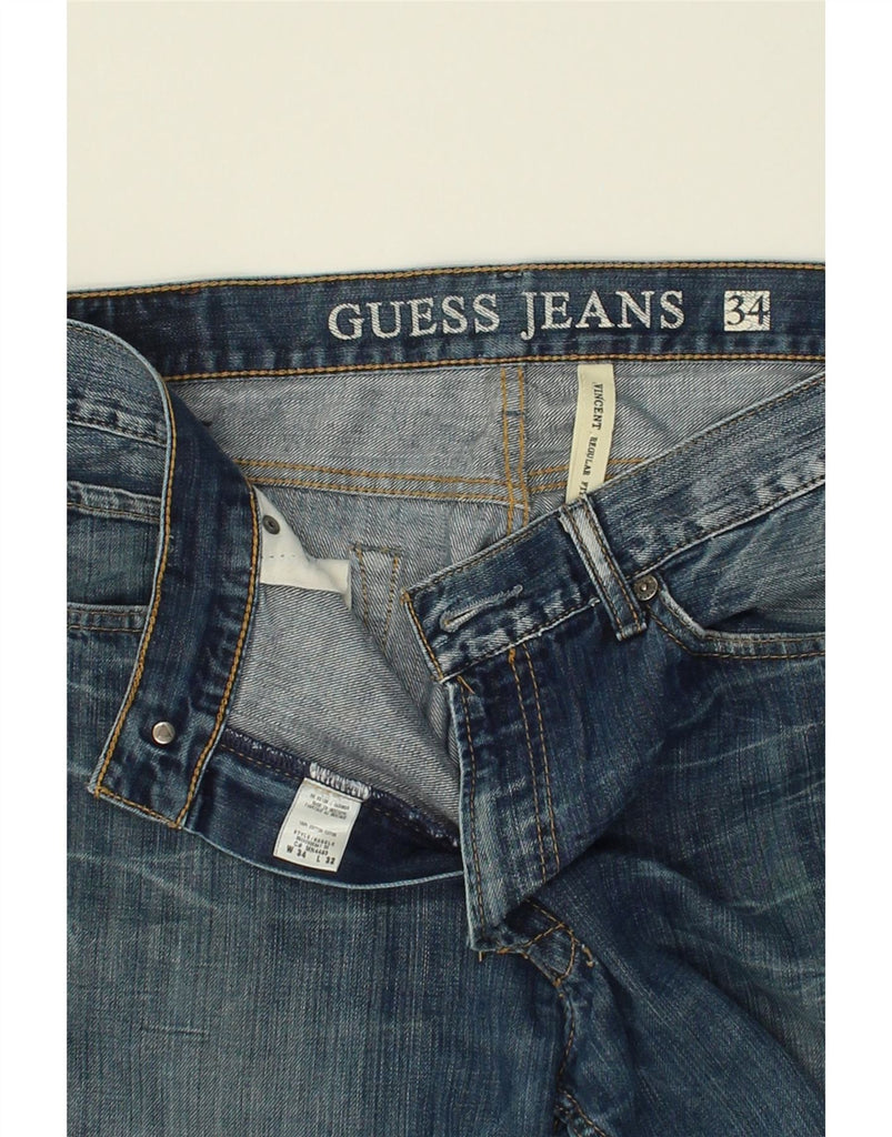 GUESS Mens Regular Fit Straight Jeans W34 L28 Blue Cotton | Vintage Guess | Thrift | Second-Hand Guess | Used Clothing | Messina Hembry 