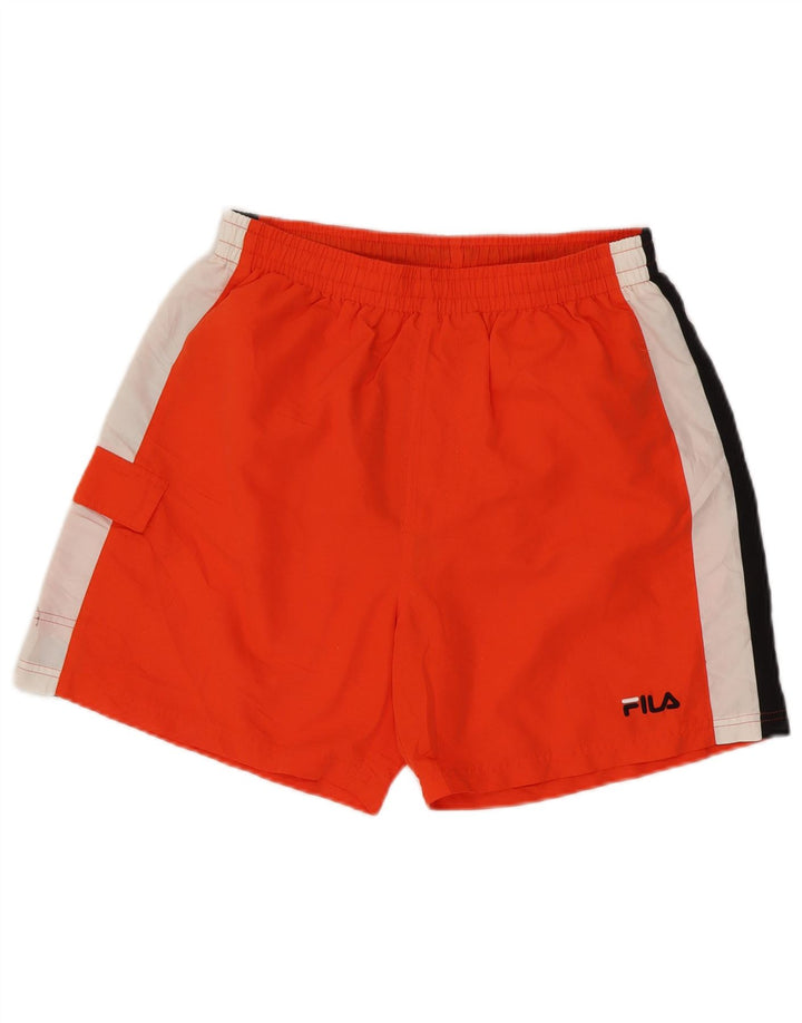 FILA Mens Swimming Shorts Large Orange Colourblock Polyester