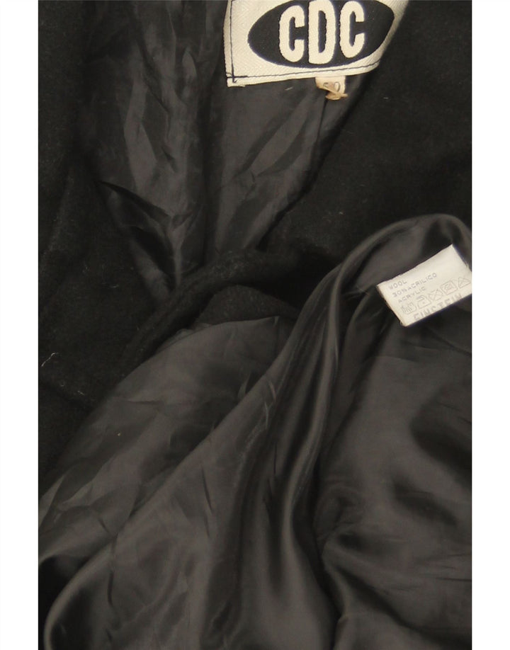 Vintage Mens Overcoat IT 50 Large Black Striped Wool