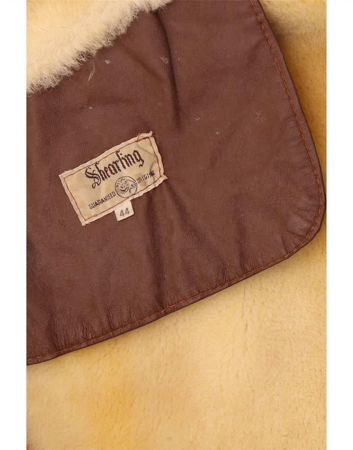 Vintage Womens Shearling Coat EU 44 XL Brown Shearling