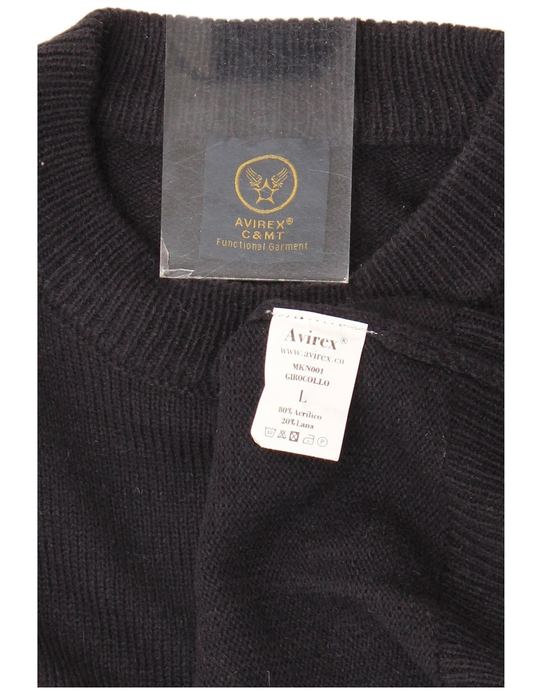 Avirex Mens Crew Neck Jumper Sweater Large Navy Blue Acrylic