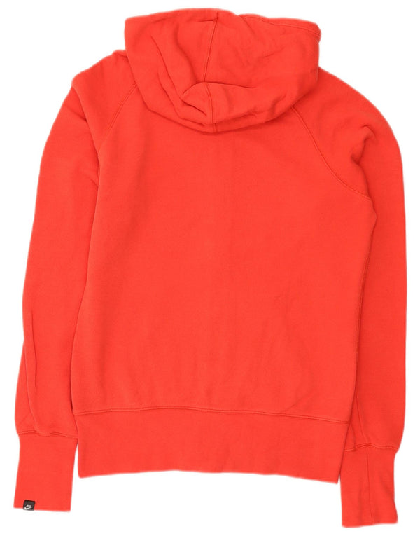 Nike Womens Zip Hoodie Sweater UK 14 Medium Red Cotton