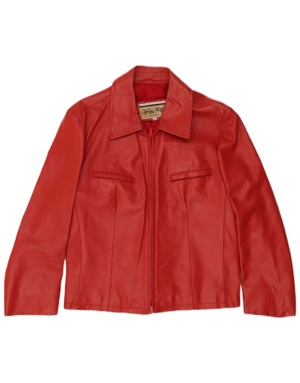 Vintage Womens Leather Jacket IT 48 XL Red Leather
