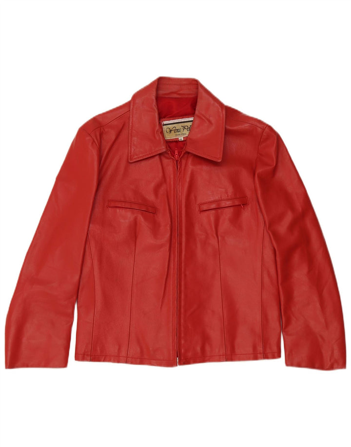 Vintage Womens Leather Jacket IT 48 XL Red Leather