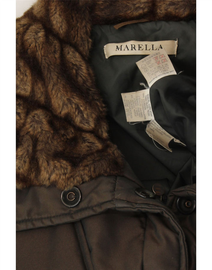 MARELLA Womens Padded Coat UK 12 Medium Brown Polyester
