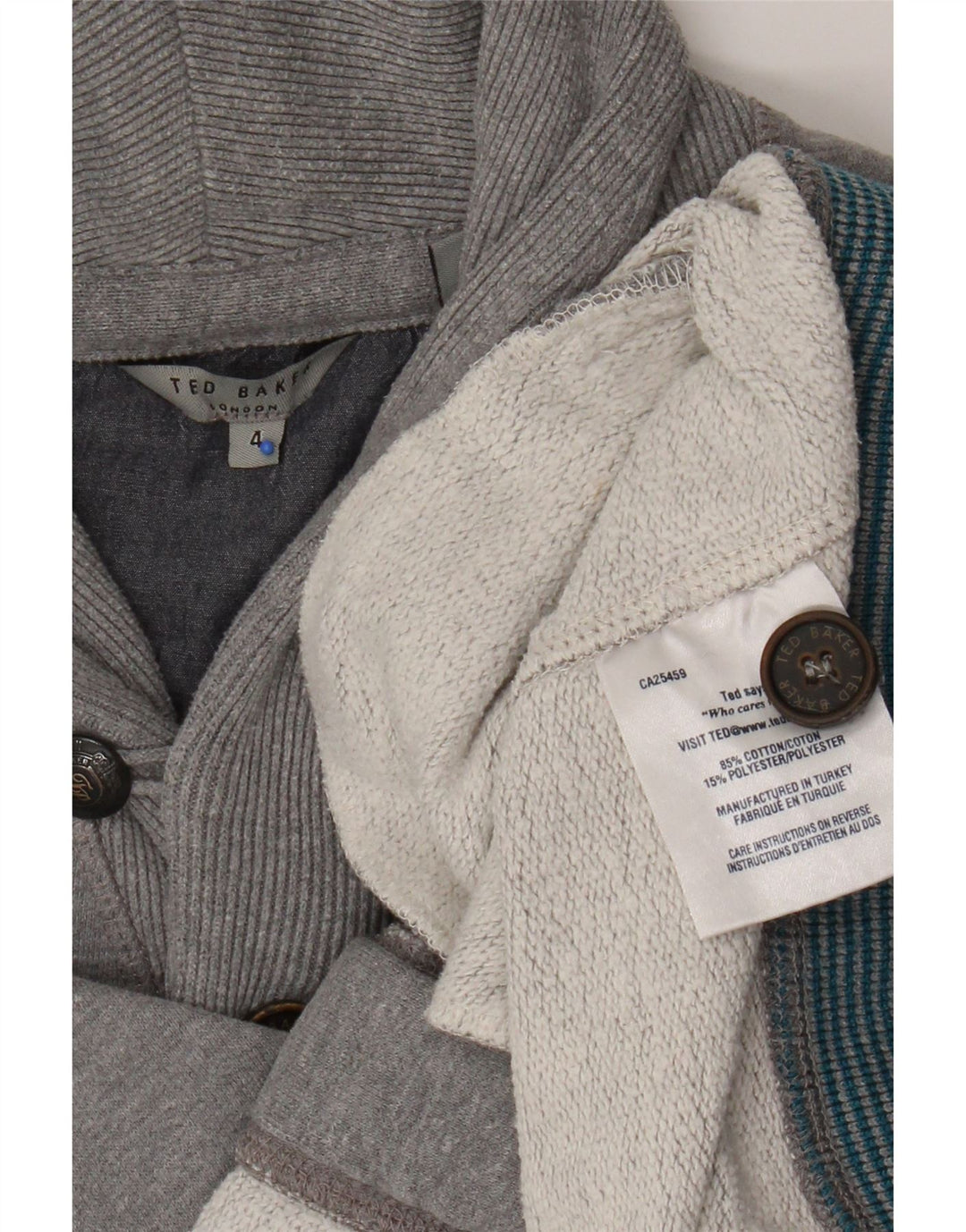 Ted Baker Mens Tracksuit Top Jacket Size 4 Large Grey Cotton