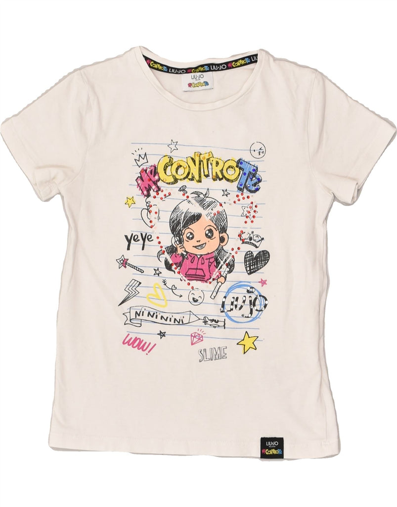 LIU JO Girls Graphic T-Shirt Top 7-8 Years White Cotton | Vintage Liu Jo | Thrift | Second-Hand Liu Jo | Used Clothing | Messina Hembry 