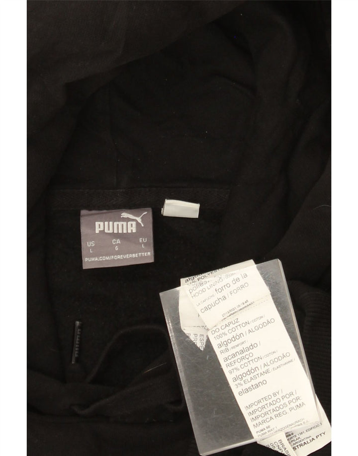 PUMA Mens Graphic Hoodie Jumper Large Black Cotton