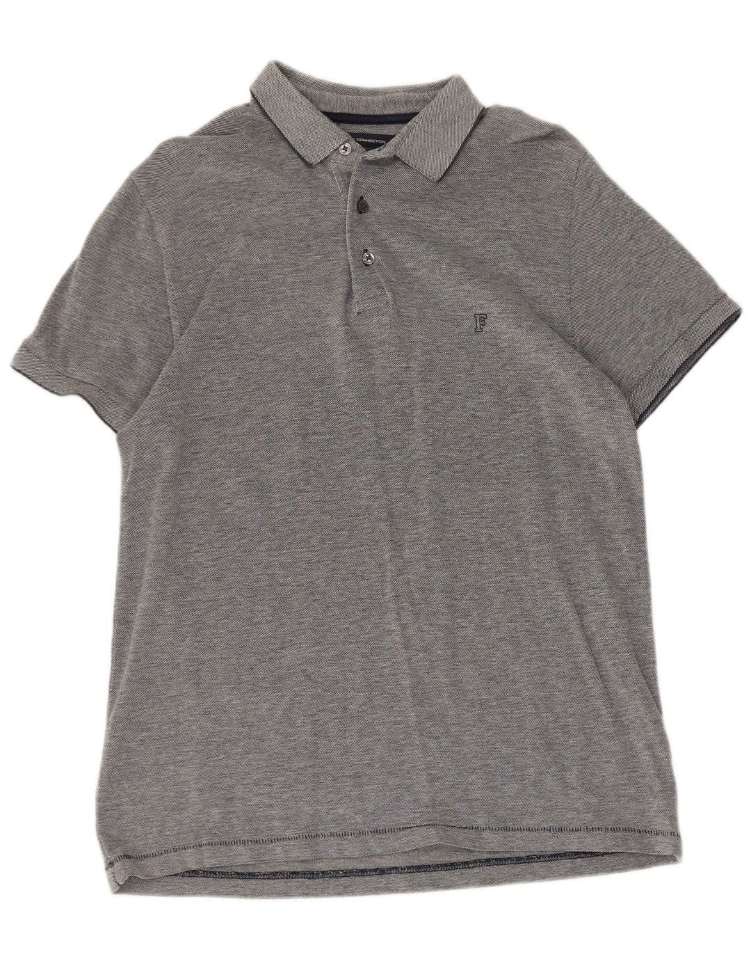 French Connection Mens Slim Polo Shirt Large Grey Flecked Cotton