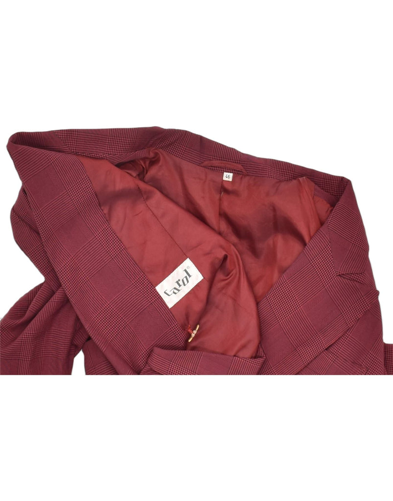 CAROL Womens Double Breasted Blazer Jacket IT 46 Large Burgundy Check | Vintage | Thrift | Second-Hand | Used Clothing | Messina Hembry 