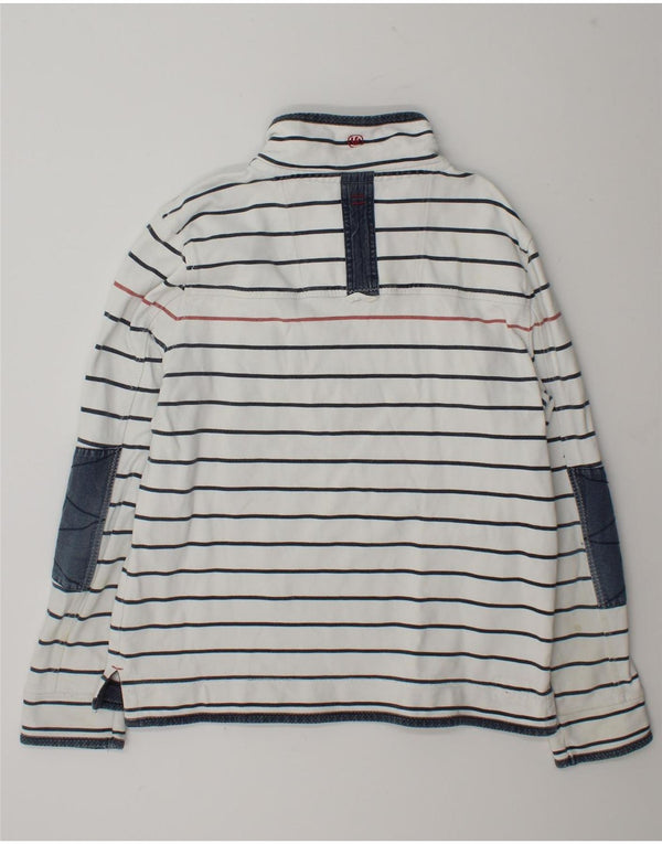 Fat Face Mens Zip Neck Sweatshirt Jumper Large White Striped Cotton