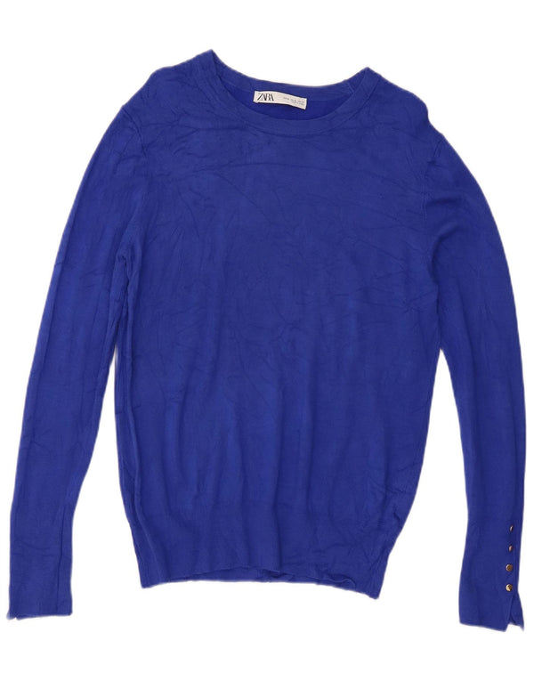 Zara Womens Boat Neck Jumper Sweater UK 18 XL Blue