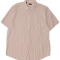 Pierre Cardin Mens Short Sleeve Shirt Large White Striped Cotton
