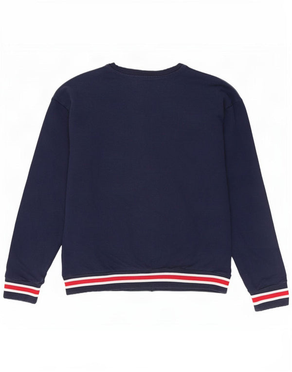 Fila Womens Sweatshirt Jumper UK 14 Medium Navy Blue Cotton