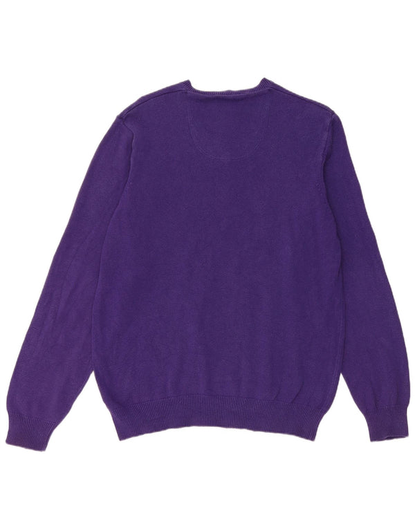 Marks & Spencer Mens Blue Harbour V-Neck Jumper Sweater Medium Purple