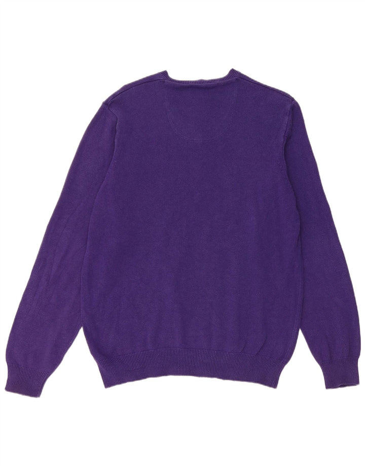 Marks & Spencer Mens Blue Harbour V-Neck Jumper Sweater Medium Purple