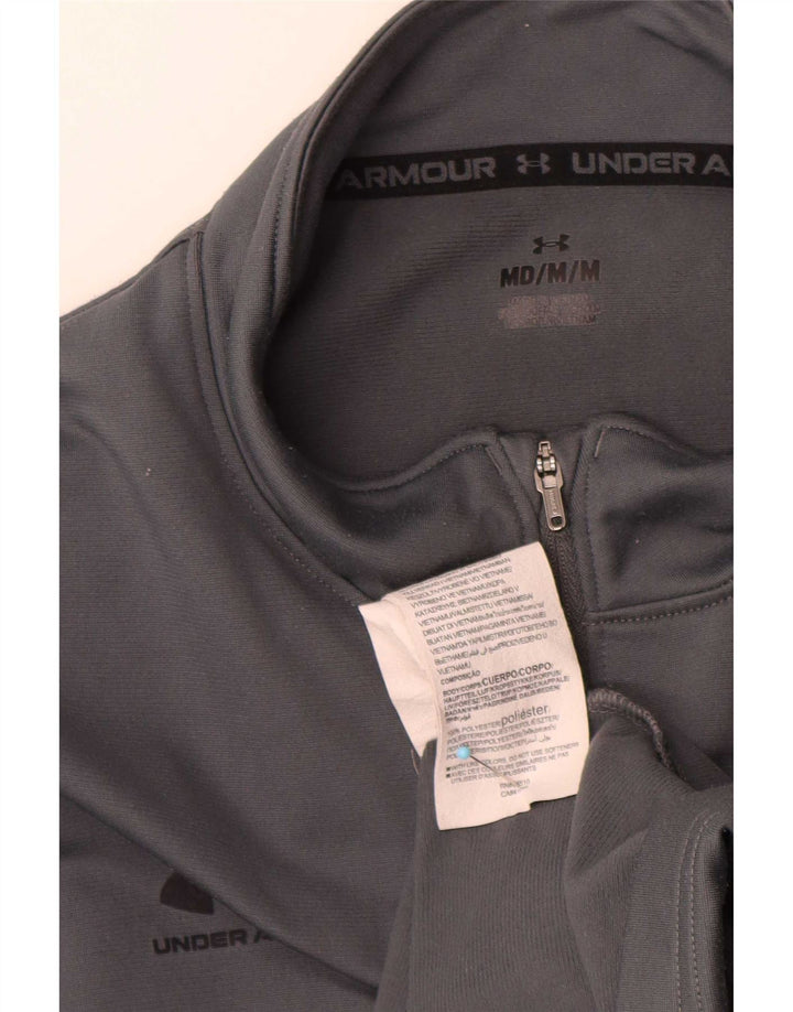 Under Armour Womens Zip Neck Regular Fit Top Long Sleeve Medium Grey Sports