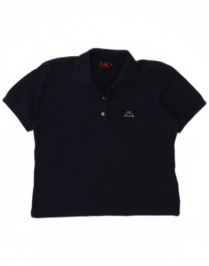 KAPPA Womens Polo Shirt UK 14 Medium Navy Blue Cotton