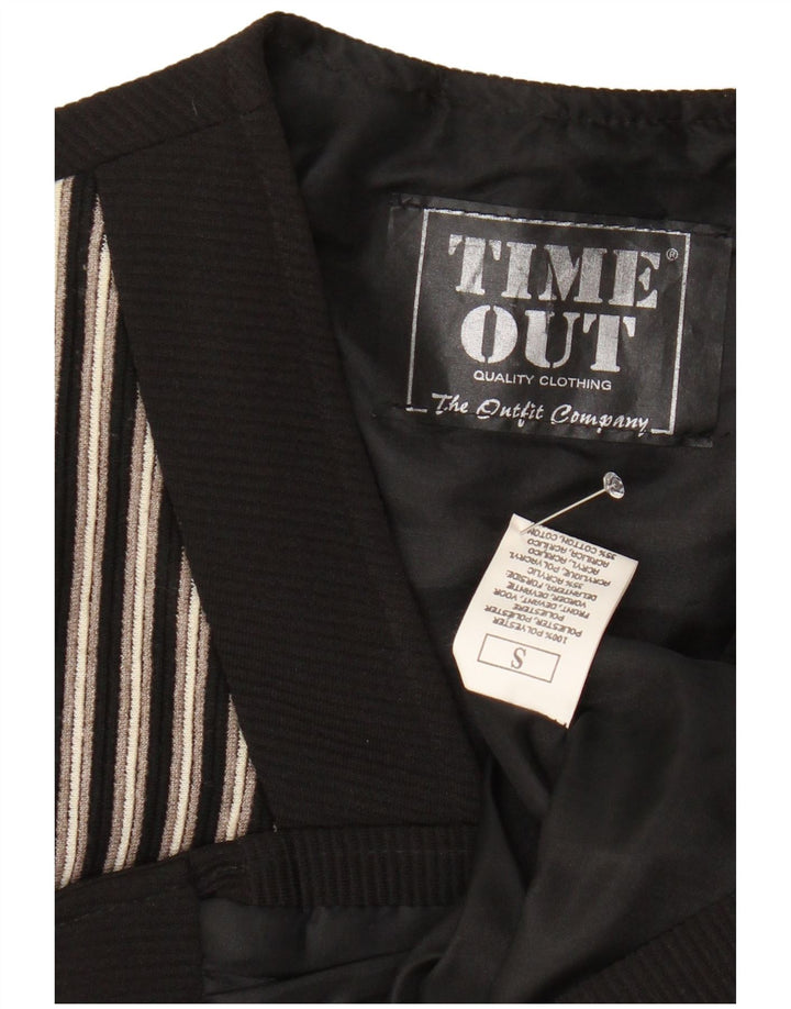 TIMEOUT Mens Waistcoat Small Black Striped Polyester
