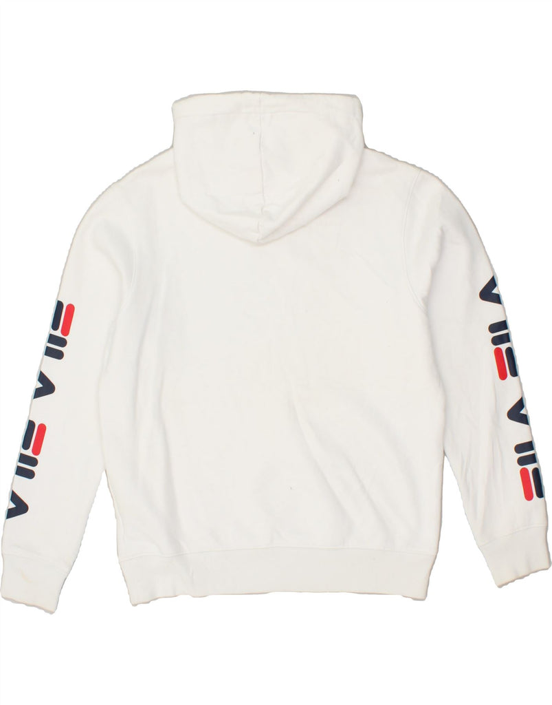 FILA Mens Graphic Hoodie Jumper Small White Cotton | Vintage Fila | Thrift | Second-Hand Fila | Used Clothing | Messina Hembry 