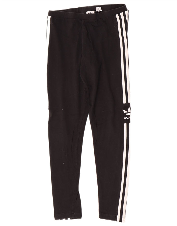 Adidas Womens Graphic Leggings UK 12 Medium Black Cotton